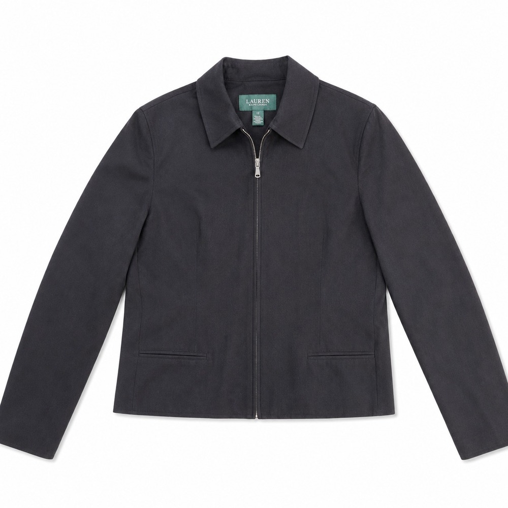 Lauren Ralph Lauren Women Zip Front Blazer Jacket Black